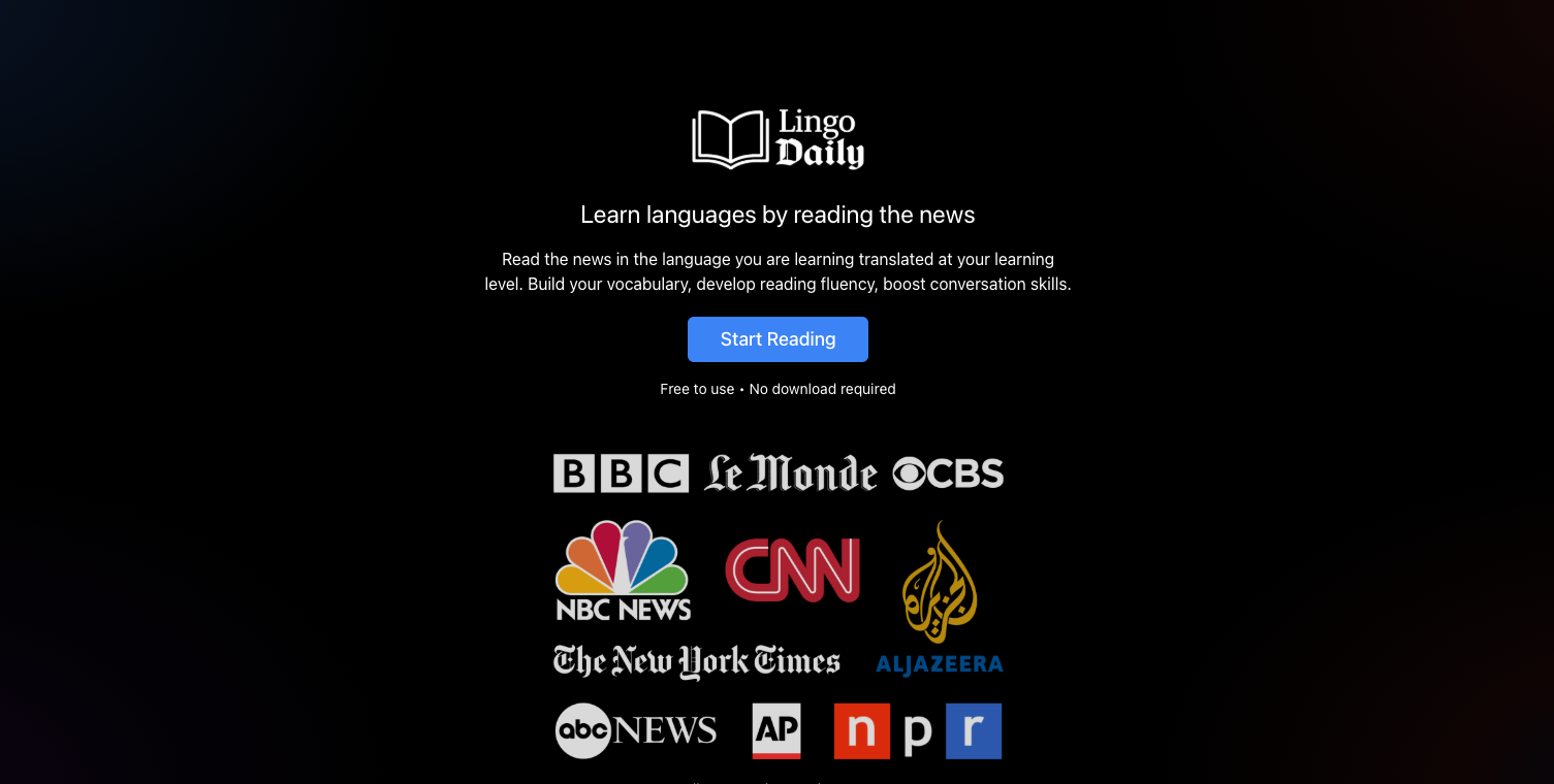 Lingo Daily website preview